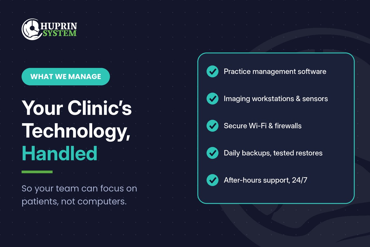 Technologie de clinique dentaire gérée par HuPrin Systems