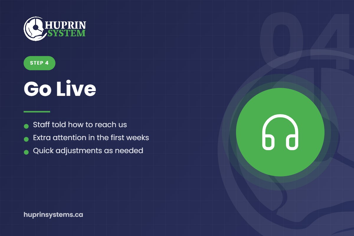 Step 4 Go live: staff informed, close follow-up and quick adjustments